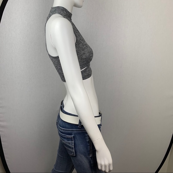 NWT Knit Open Front Crop Busty Racerback Tank Top - Picture 13 of 16